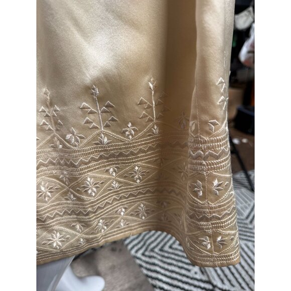 Vintage Levante Womens Silk Embroidered Midi Skirt Size 14 Cream Made In China - Picture 2 of 16